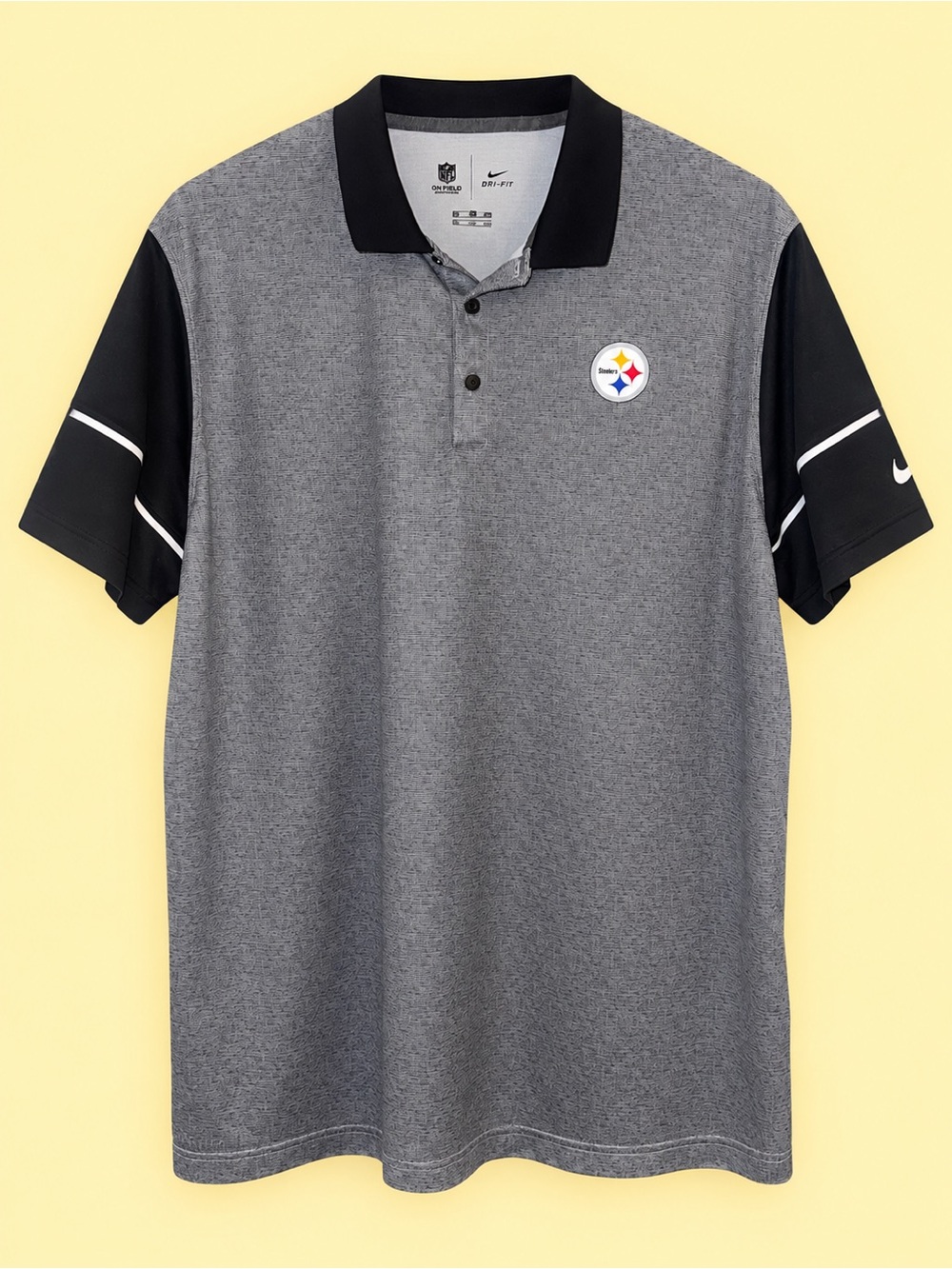 Nike Pittsburgh Steelers On Field Dri-FIT Polo Shirt Men’s XXL Gray Black NFL